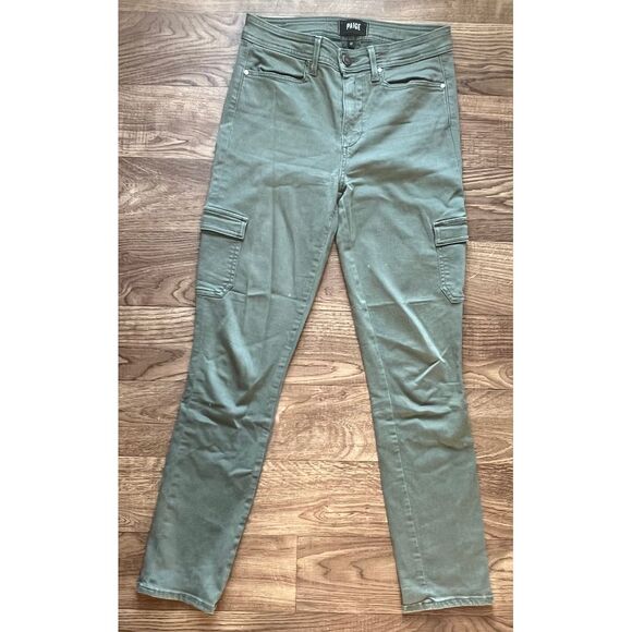 NWOT Paige Anthropologie Women 27 Green HighRise Hoxton Ankle Skinny Cargo Denim - Picture 1 of 12